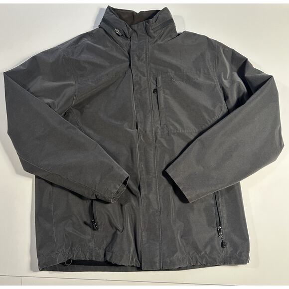 Rugged Elements Mens Jacket L Gray Full Zip Packable Hood Fleece Lined - Picture 1 of 13